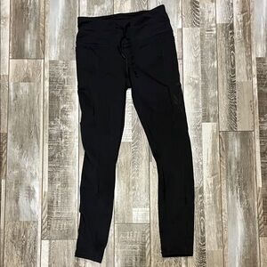 Black High-Waist Drawstring Leggings